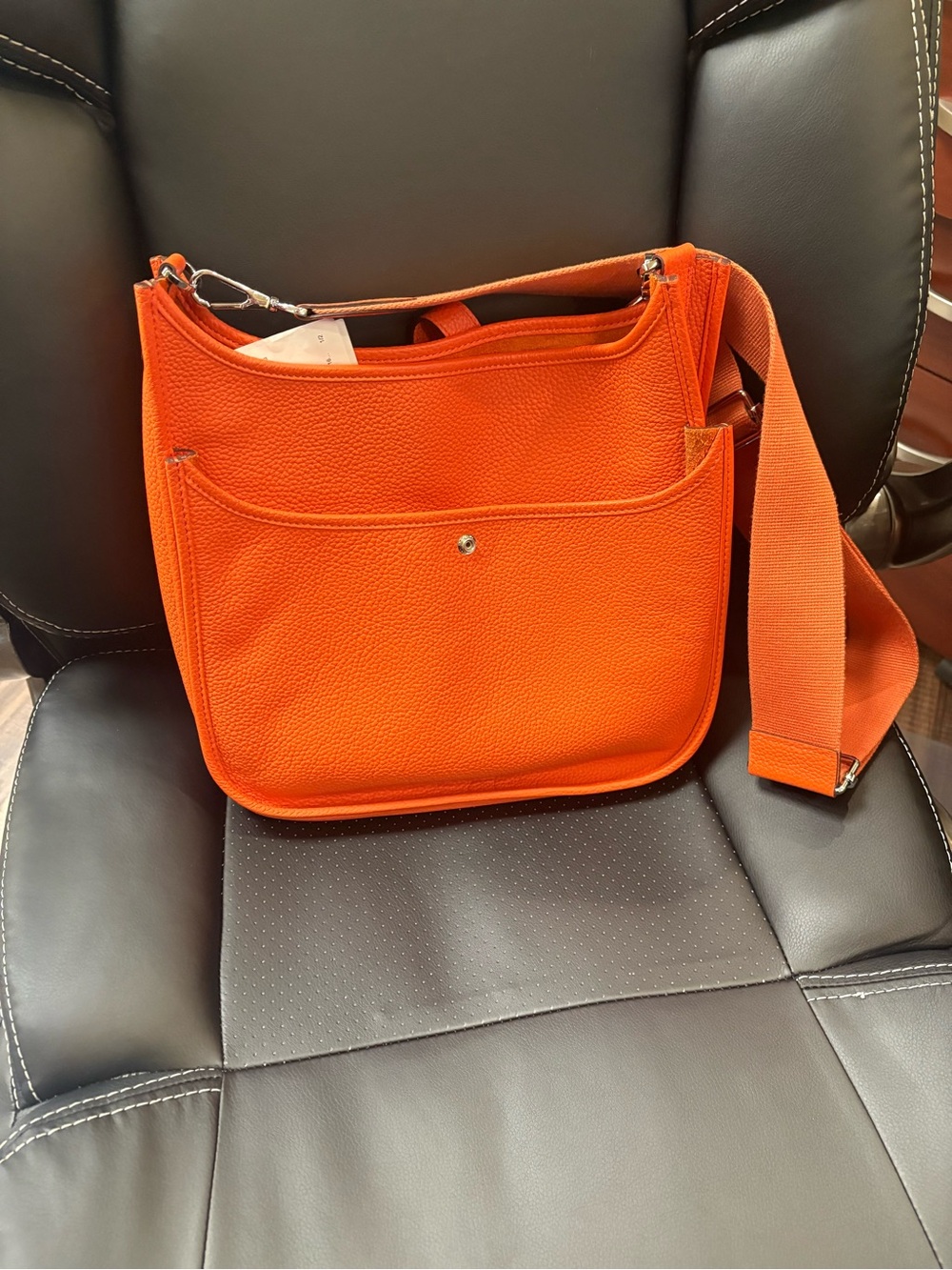 Orange Perforated 'H' Crossbody Shoulder Bag - Picture 7 of 8